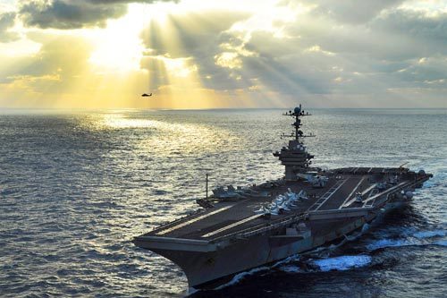 資料圖：美海軍“喬治·華盛頓”號(hào)航母在太平洋執(zhí)勤。