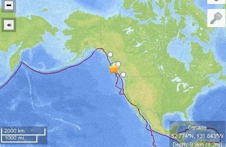 加拿大海域發(fā)生7.7級(jí)地震