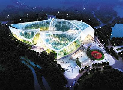 世園會(huì)萬片玻璃拼出植物館 4000噸鋼梁架月季花