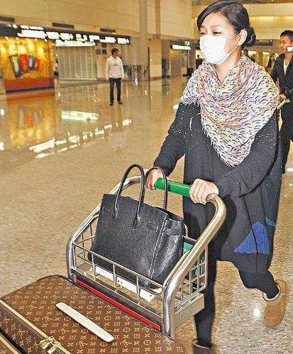 大S發(fā)福大肚機(jī)場獨自推行李 汪小菲緊跟(圖)