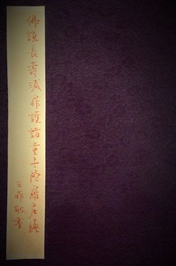  王菲書寫經(jīng)書封面。