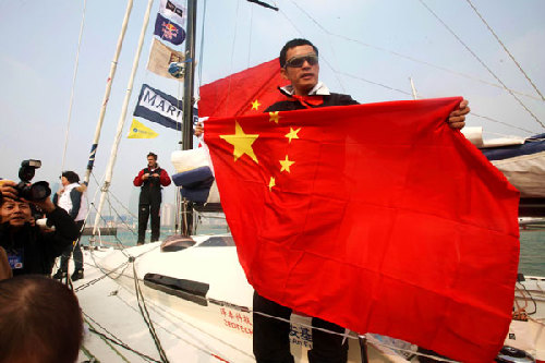Chinese sailor Guo Chuan sets off his world sailing from Qingdao, Shandong province, in this Nov 18, 2012file photo. Chinese sailor Guo Chuan sets off his world sailing from Qingdao, Shandong province, in this Nov 18, 2012file photo.