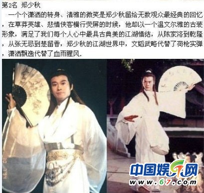 盤點經(jīng)典古裝美男35人排行榜 吳奇隆第9鄭少秋奪榜眼
